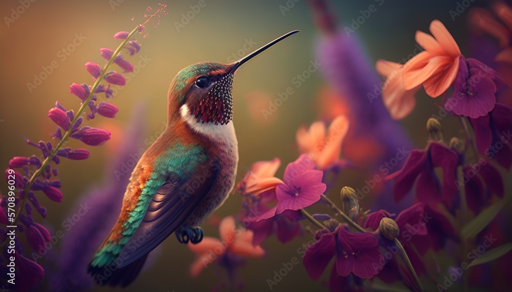 Fototapeta premium beautiful, brightly colored animals, in flower