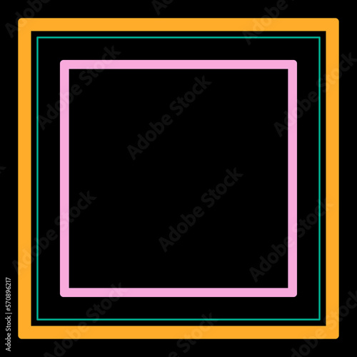 elegance square golden gold and soft pink line decoration with copy space on black background