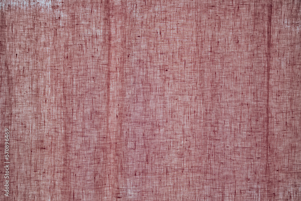 Fototapeta premium Closeup old pink colou upholstery fabric texture for curtain, furniture, walls, clothes irregular abstract pattern. Cloth of natural cotton, linen textile material. Canvas design decorative background