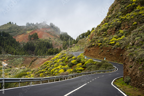 Road in the top of Gran Canaria. Caldera de los Marteles. canary Islands photo