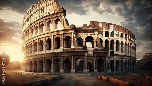 image of a day in the Roman Empire, history scene, gladiators, the Colosseum. Generative ai