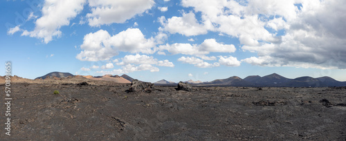 scenic volcanic landscape in Timanfaya national Park in Lanzarote photo