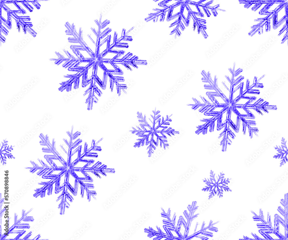 lilac metallic snowflakes illustration seamless pattern