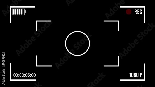 Screen of video recorder digital display on black background.