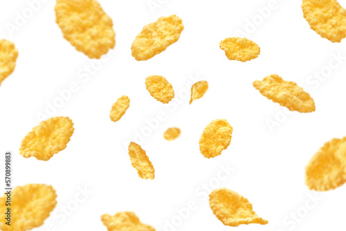 Corn Flakes isolated on white background, selective focus photo