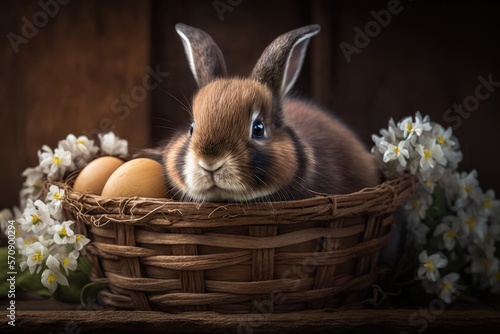 Bunnies and Easter Eggs - A Basket of Fun and Frolic Generative AI 