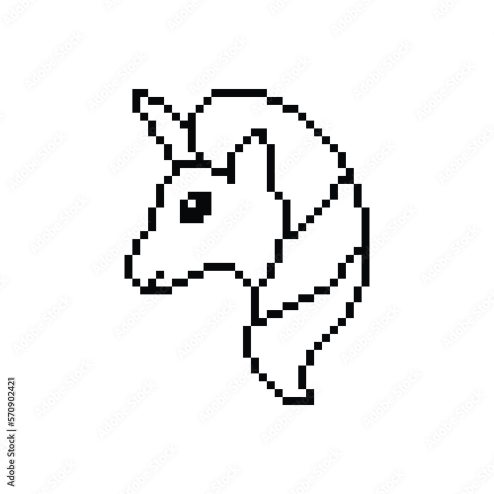 Fototapeta premium unicorn icon 8 bit, pixel art icon for game logo. 