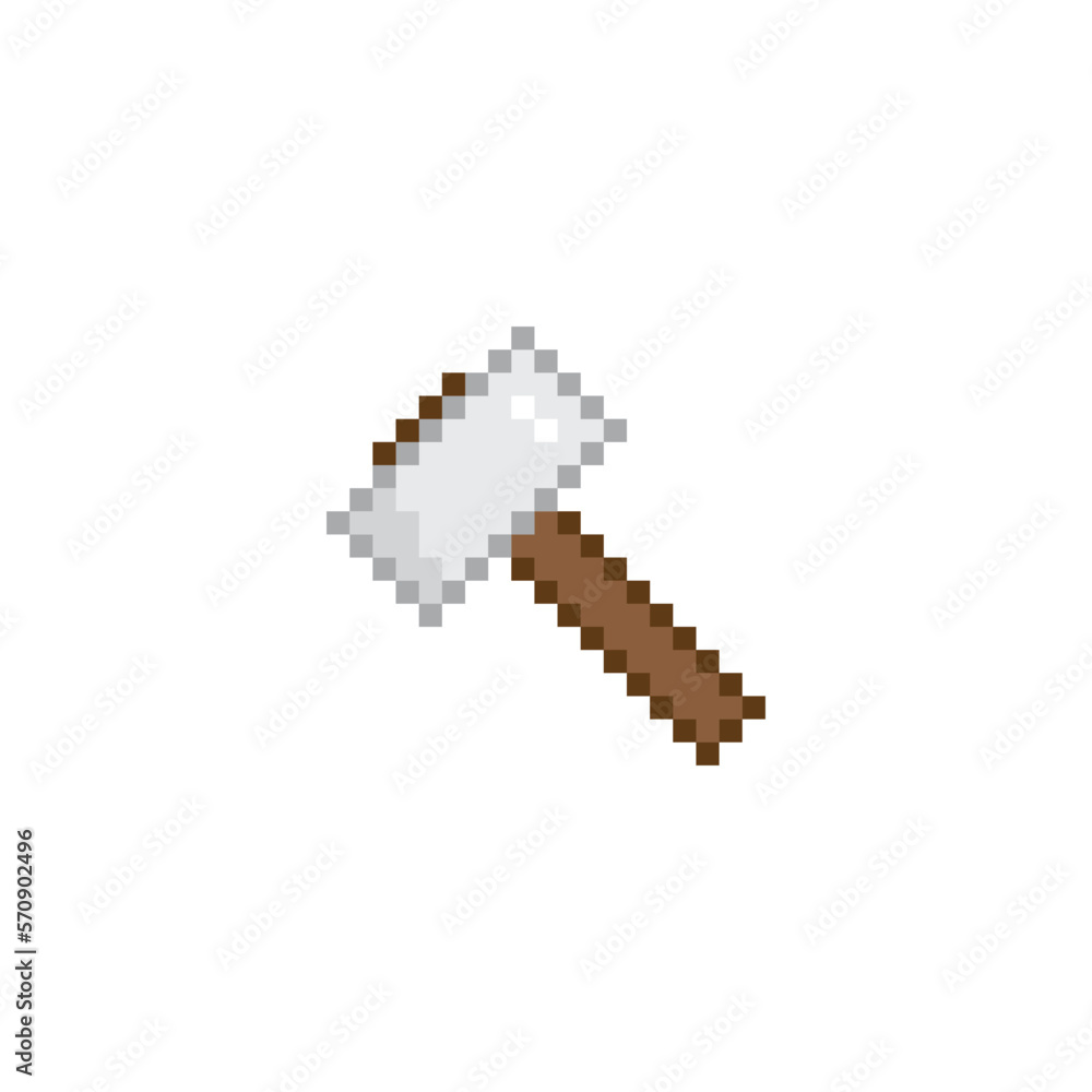 Obraz premium hammer icon 8 bit, pixel art icon for game logo. 