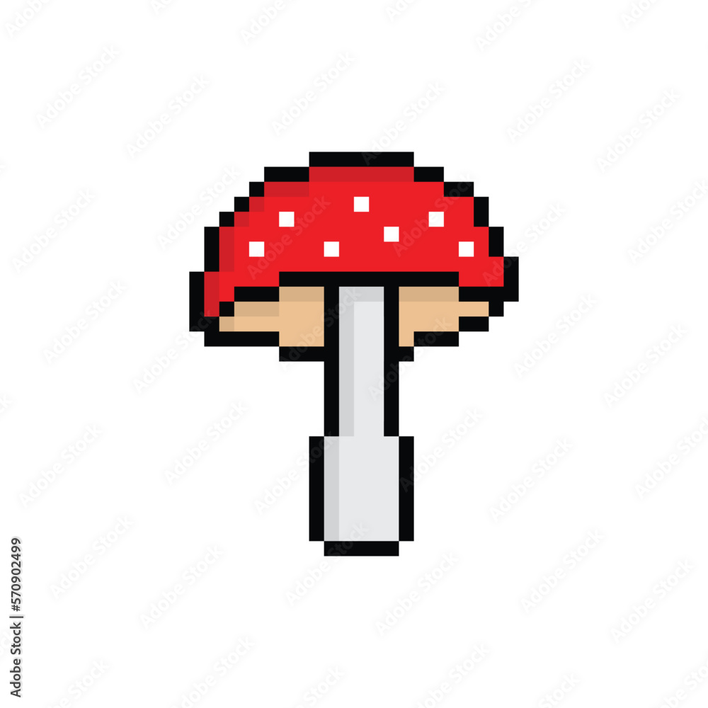 pixel amanita vector mushroom pixel art icon element for 8 bit game ...