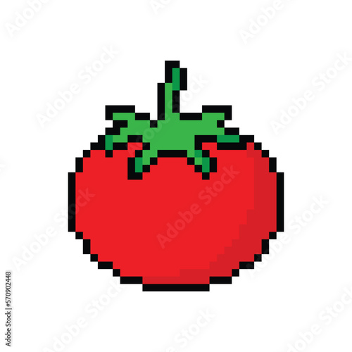 tomato  icon 8 bit, pixel art icon  for game  logo. 
