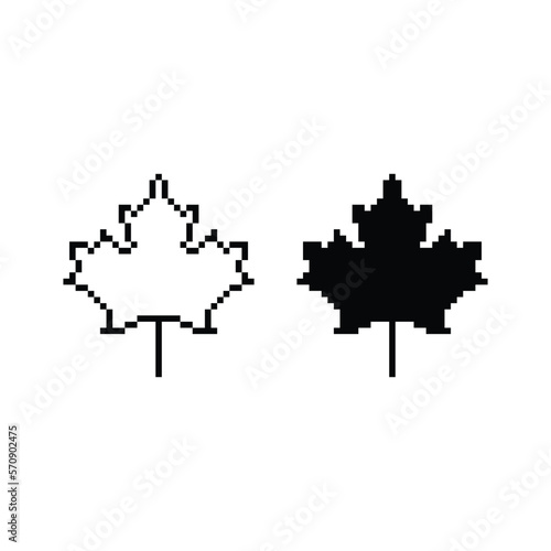maple leaf  icon 8 bit  pixel art icon  for game  logo. 