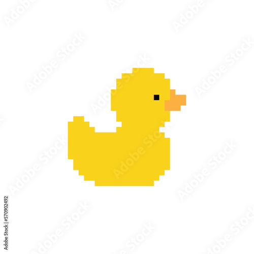 duck  icon 8 bit, pixel art icon  for game  logo. 