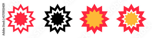 Explosion effect icon set. Impact and bombing. Vector.
