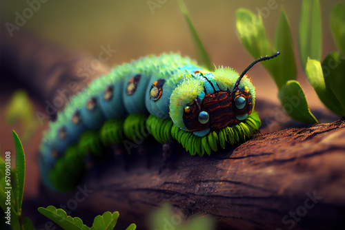 Butterfly caterpillar close up, Generative AI