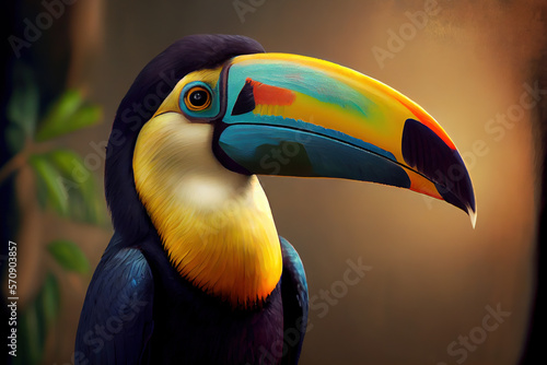 Colorful Toucan portrait, generative ai © fusebulb
