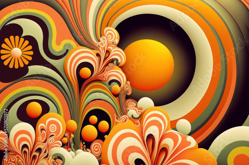 Fondo 3d abstracto con flores, efecto liquido, colores pastel, estilo 60s, creado con IA generativa