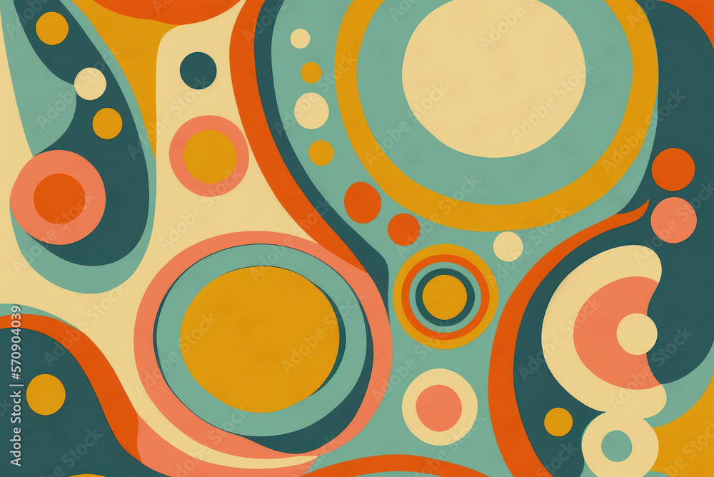 Fototapeta premium Fondo 2d abstracto, colores pastel, estilo 60s, creado con IA generativa