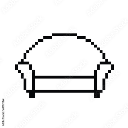  sofa    icon 8 bit, pixel art couch  icon  for game  logo. 