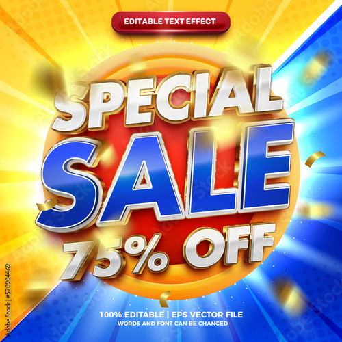 Special Sale Promo bold 3d editable text effect