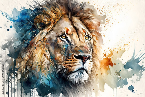 a portrait painting of a lion