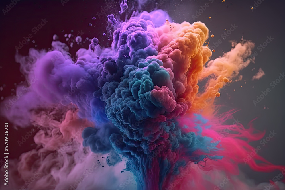 Obraz premium Multicolor smoke explosion. Generative AI