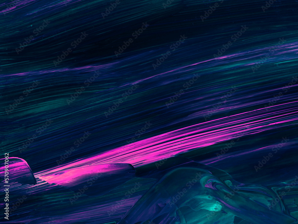 Neon blue and pink abstract creative hand painted background, brush texture, abstract ocean, acrylic painting on canvas Neon blue and pink abstract creative hand painted background, brush texture, abstract ocean, acrylic painting on canvas