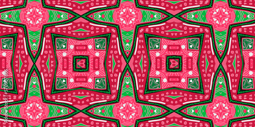 Colorful African fabric – Seamless and textured design, geometric shapes and lines, high definition (HD) illustration