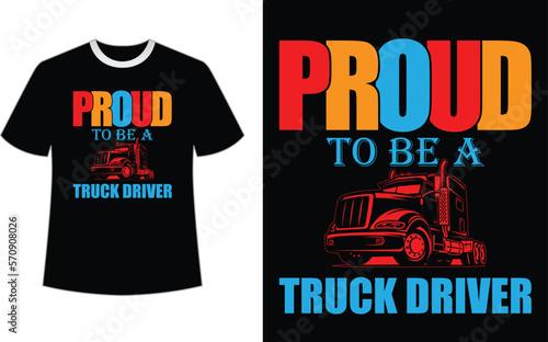 Trucker T-shirt Design, Colors can be easily changed on a dark T-shirt or a white T-shirt photo