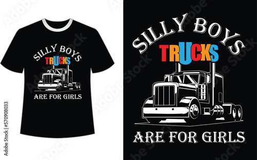 Trucker T-shirt Design, Colors can be easily changed on a dark T-shirt or a white T-shirt