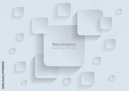 Neumorphic Backgrounds and Backdrops Square pattern, white tone, layered, minimal style background, technology illustration, modern and business, template and banner assembly for products.