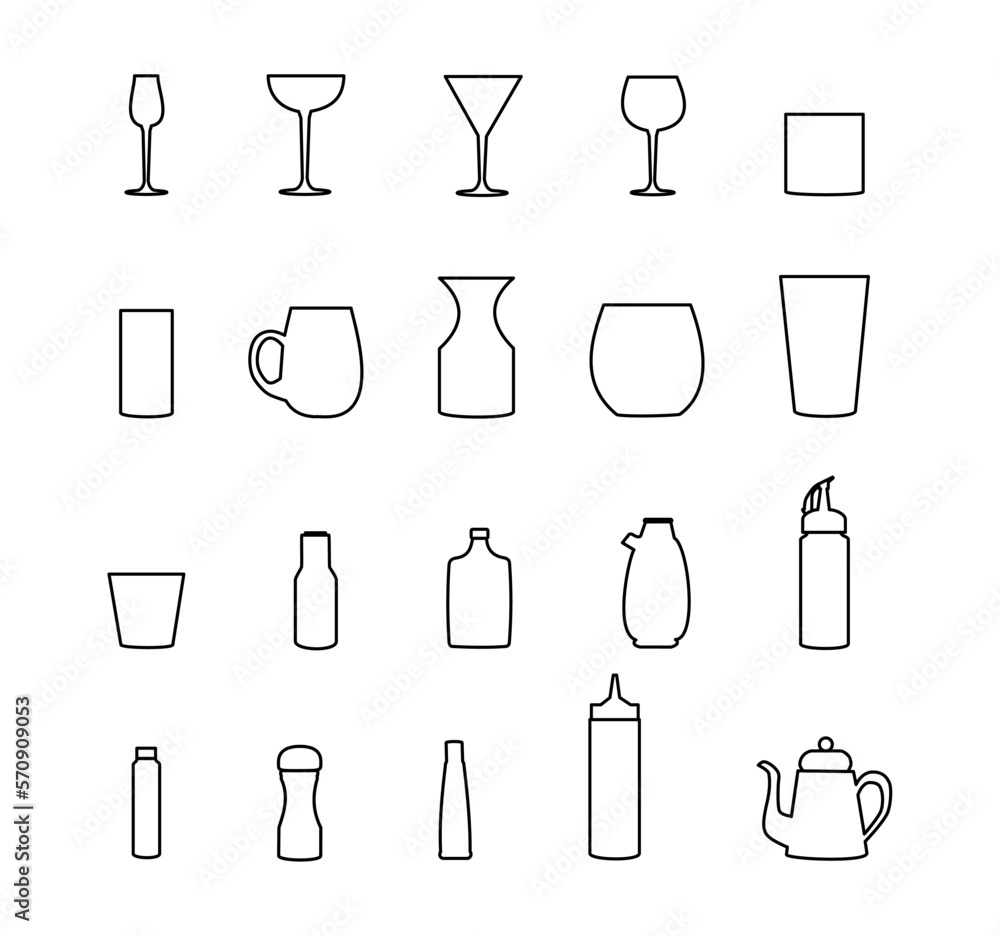 Kitchenware set, small items in kitchen, vector line
Kitchenware set, small items in kitchen, vector line