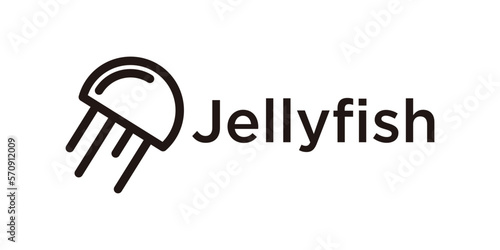 logo design jellyfish line icon vector illustration