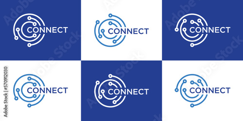 logo design connect with circle icon vector illustration