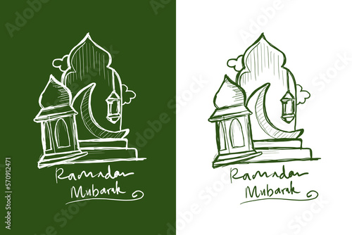Ramadan mubarak hand drawn vector illustration