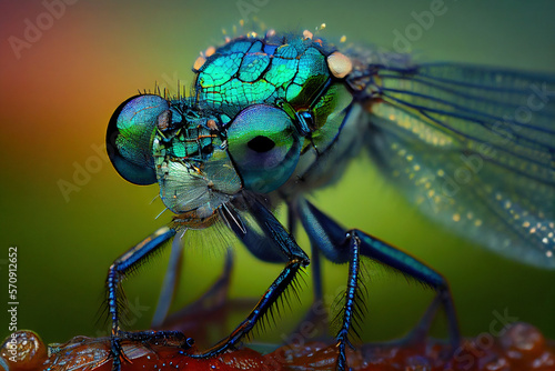 Dragonfly or damselfly in blue, Generative AI © fusebulb