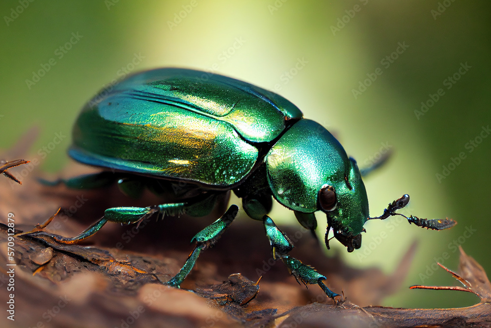 Fototapeta premium Emerald Beetle, Generative AI
