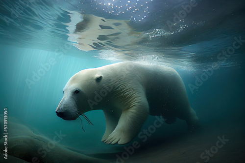 Polar Bear under water, Generative AI © fusebulb