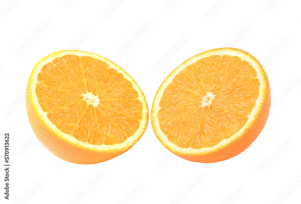 Slices of ripe orange fruits on transparent png. Slices of ripe orange fruits on transparent png.