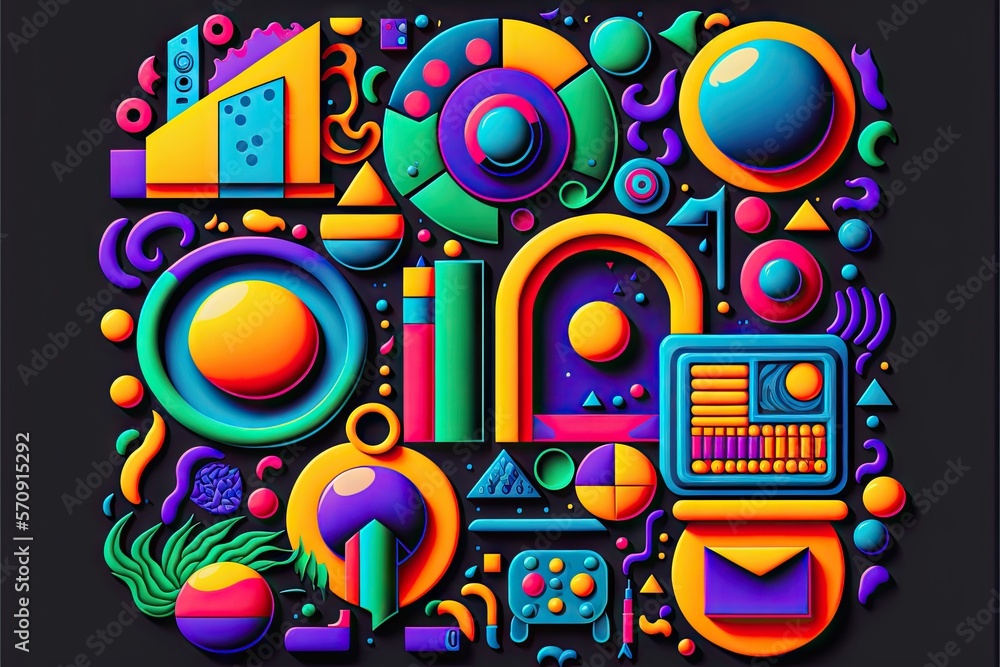 Multi-colored objects of abstract shape
