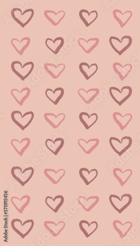 Hand drawn seamless pattern with hearts