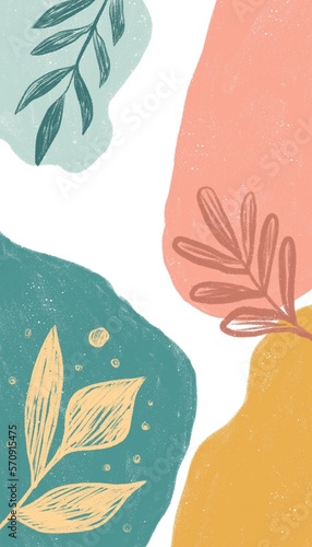 Hand drawn wallpaper. Abstract floral background.