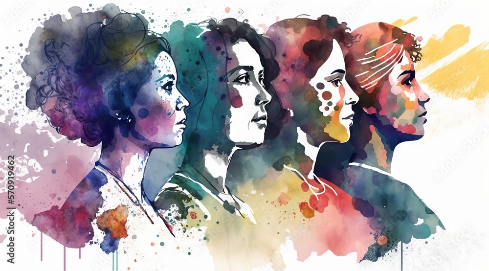 custom made wallpaper toronto digitalWomen history month theme illustration ion watercolor style generative ai
