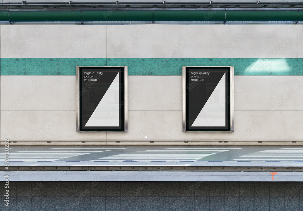 Street Outdoor Poster Advertising Mockup Template Subway Metro Stock ...