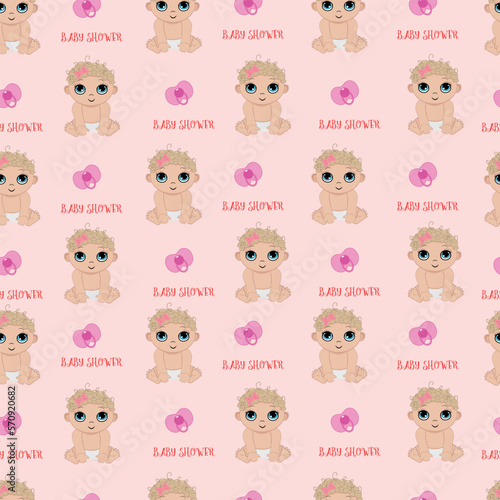Girls pattern.Seamless backgrounds. Cute textile print. Baby shower vector illustration.