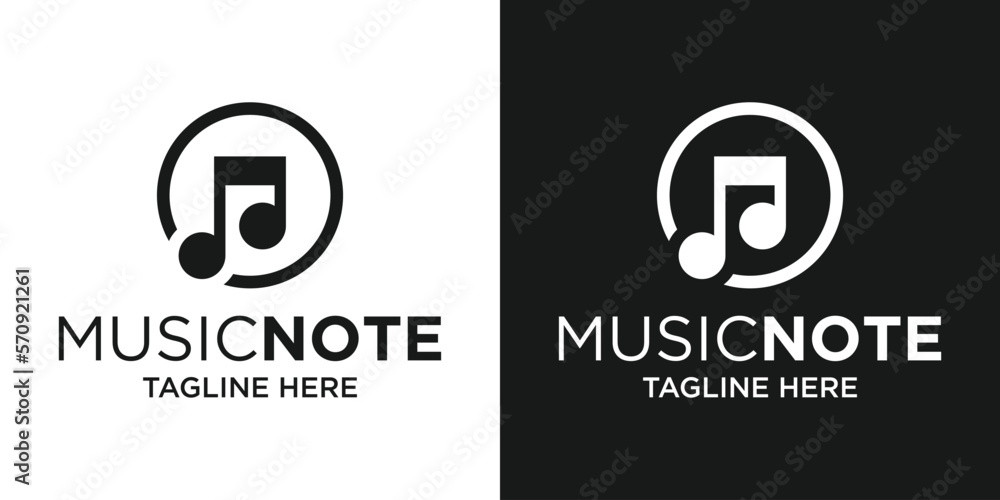 logo design note music with circle icon illustration logo design note music with circle icon illustration