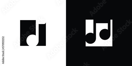 logo design note music with square abstract icon vector illustration