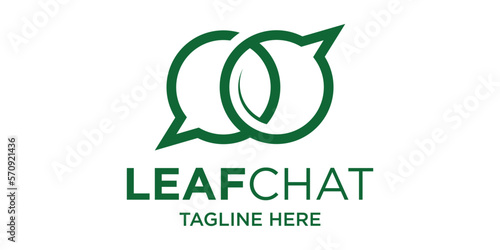 logo design creative chat and leaf illustration
