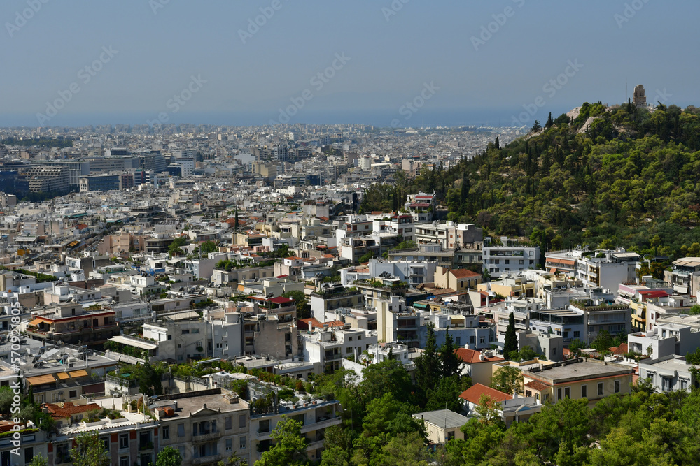 Athens; Greece - august 29 2022 : city view from the Acropolis