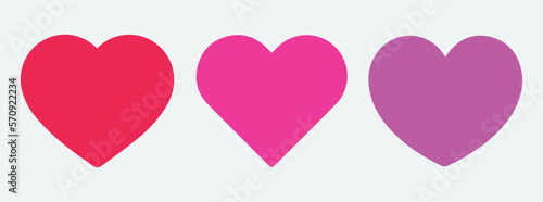 Set of heart icon vector illustration. Love, feeling, sweet. Red, pink