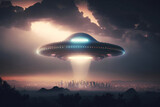 UFO over a big city. Generative AI